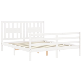 Bed Frame with Headboard White 160x200 cm Solid Wood - Giant Lobelia