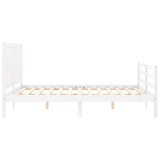 Bed Frame with Headboard White 160x200 cm Solid Wood - Giant Lobelia