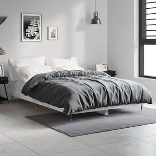 Bed Frame Concrete Grey 120x190 cm 4FT Small Double Engineered Wood - Giant Lobelia