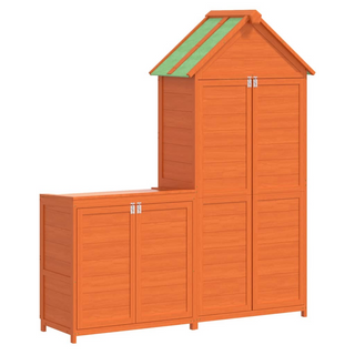 2 Piece Garden Tool Shed Set Brown Solid Wood Pine - Giant Lobelia