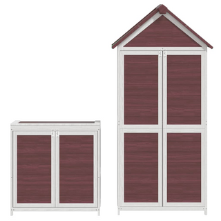 2 Piece Garden Tool Shed Set Mocha Solid Wood Pine - Giant Lobelia