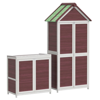 2 Piece Garden Tool Shed Set Mocha Solid Wood Pine - Giant Lobelia