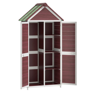 2 Piece Garden Tool Shed Set Mocha Solid Wood Pine - Giant Lobelia