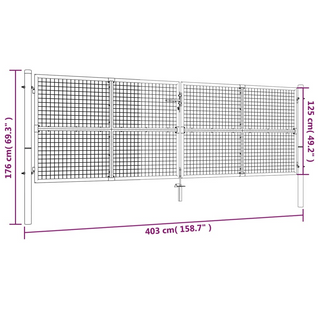 vidaXL Mesh Garden Gate Steel 400x125 cm Green - Giant Lobelia