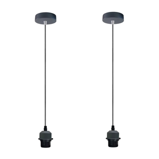 2Pack Grey Pendant Light,E27 Lamp Holder Ceiling Hanging Light,PVC Cable~4231 - Giant Lobelia