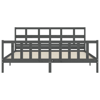 Bed Frame with Headboard Grey 200x200 cm Solid Wood - Giant Lobelia