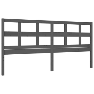 Bed Frame with Headboard Grey 200x200 cm Solid Wood - Giant Lobelia