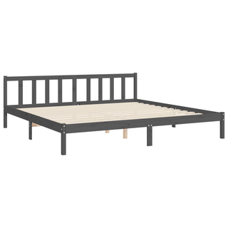 Bed Frame with Headboard Grey 200x200 cm Solid Wood - Giant Lobelia