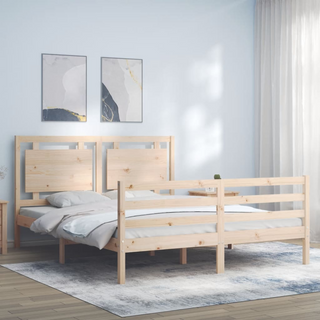 Bed Frame with Headboard King Size Solid Wood - Giant Lobelia