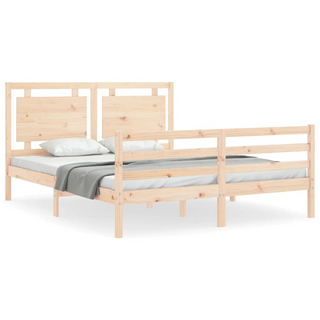 Bed Frame with Headboard King Size Solid Wood - Giant Lobelia