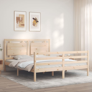 Bed Frame with Headboard King Size Solid Wood - Giant Lobelia