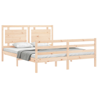 Bed Frame with Headboard King Size Solid Wood - Giant Lobelia