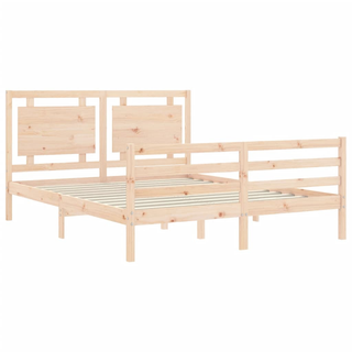 Bed Frame with Headboard King Size Solid Wood - Giant Lobelia