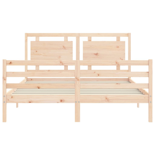 Bed Frame with Headboard King Size Solid Wood - Giant Lobelia