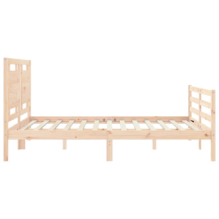 Bed Frame with Headboard King Size Solid Wood - Giant Lobelia