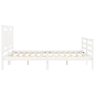 Bed Frame with Headboard White King Size Solid Wood - Giant Lobelia