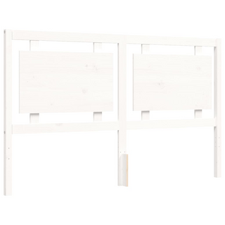 Bed Frame with Headboard White King Size Solid Wood - Giant Lobelia