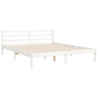 Bed Frame with Headboard White King Size Solid Wood - Giant Lobelia