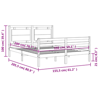 Bed Frame with Headboard White King Size Solid Wood - Giant Lobelia