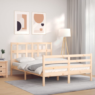 Bed Frame with Headboard 120x200 cm Solid Wood - Giant Lobelia