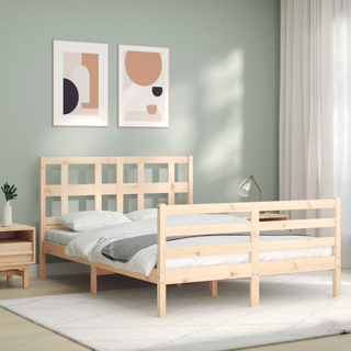 Bed Frame with Headboard 120x200 cm Solid Wood - Giant Lobelia