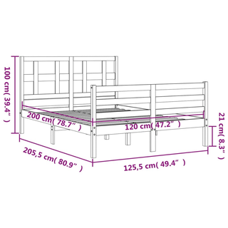 Bed Frame with Headboard 120x200 cm Solid Wood - Giant Lobelia