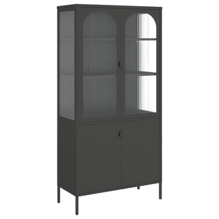 Highboard Black 90x40x180 cm Glass and Steel - Giant Lobelia