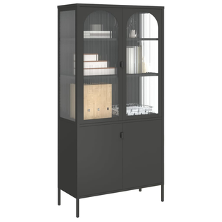 Highboard Black 90x40x180 cm Glass and Steel - Giant Lobelia