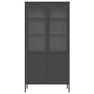 Highboard Black 90x40x180 cm Glass and Steel - Giant Lobelia