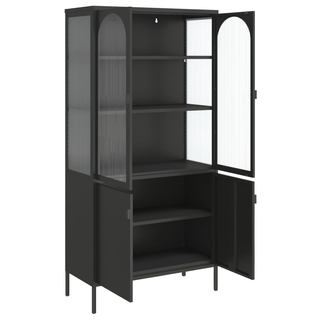 Highboard Black 90x40x180 cm Glass and Steel - Giant Lobelia