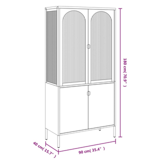 Highboard Black 90x40x180 cm Glass and Steel - Giant Lobelia