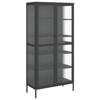 Highboard Black 85x40x180 cm Glass and Steel - Giant Lobelia