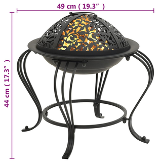 vidaXL Fire Pit with Poker 49 cm Steel - Giant Lobelia