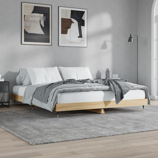 Bed Frame Sonoma Oak 200x200 cm Engineered Wood - Giant Lobelia