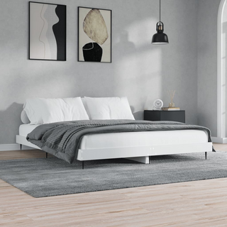 Bed Frame White 200x200 cm Engineered Wood - Giant Lobelia