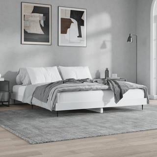 Bed Frame White 200x200 cm Engineered Wood - Giant Lobelia