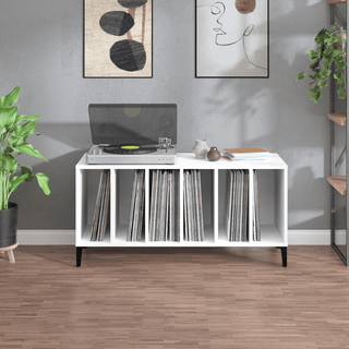 vidaXL Record Cabinet White 100x38x48 cm Engineered Wood - GIANT LOBELIA