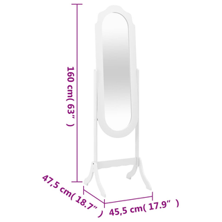 vidaXL Free Standing Mirror White 45.5x47.5x160 cm Engineered Wood - Giant Lobelia