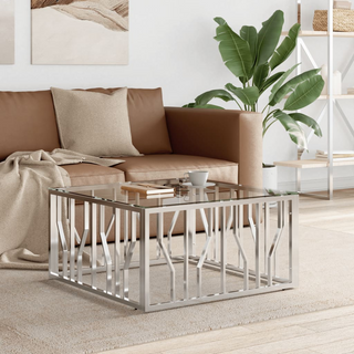 vidaXL Coffee Table 80x80x40 cm Stainless Steel and Glass - Giant Lobelia