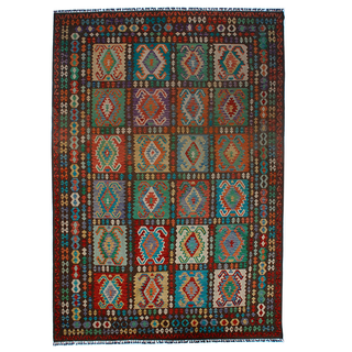 Handmade Multicolor Chobi Kilim Rug - Giant Lobelia