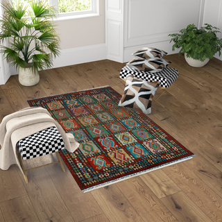 Handmade Multicolor Chobi Kilim Rug - Giant Lobelia