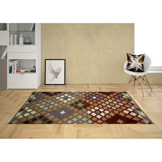 Geometric Driftwood Kilim Rug - Giant Lobelia