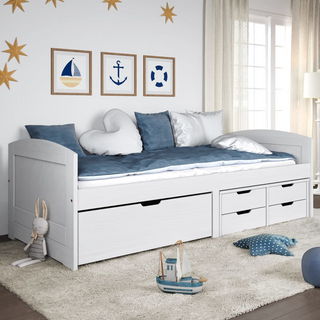 vidaXL Day Bed with 5 Drawers IRUN White 90x200 cm Solid Wood Pine - Giant Lobelia