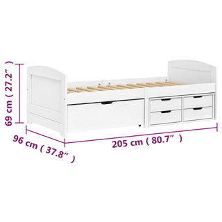 vidaXL Day Bed with 5 Drawers IRUN White 90x200 cm Solid Wood Pine - Giant Lobelia