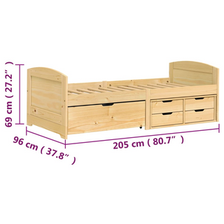 vidaXL Day Bed with 5 Drawers IRUN 90x200 cm Solid Wood Pine - Giant Lobelia