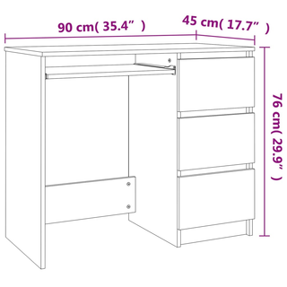 vidaXL Desk Black 90x45x76 cm Engineered Wood - Giant Lobelia