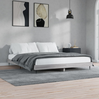 Bed Frame Grey Sonoma 160x200 cm Engineered Wood - Giant Lobelia