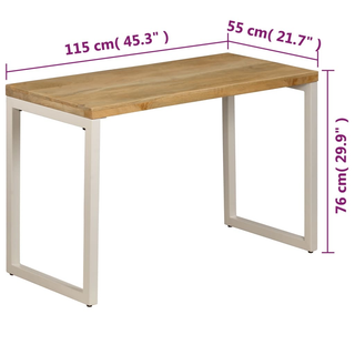 vidaXL Dining Table 115x55x76 cm Solid Mango Wood and Steel - Giant Lobelia