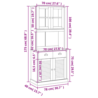 Highboard VIGO Grey 78x40x175 cm Solid Wood Pine - Giant Lobelia