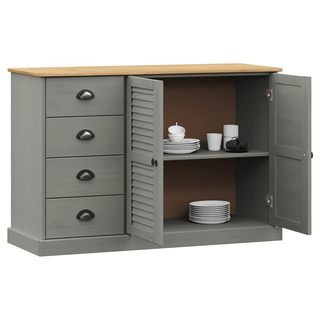 Sideboard with Drawers VIGO 113x40x75 cm Grey Solid Wood Pine - Giant Lobelia